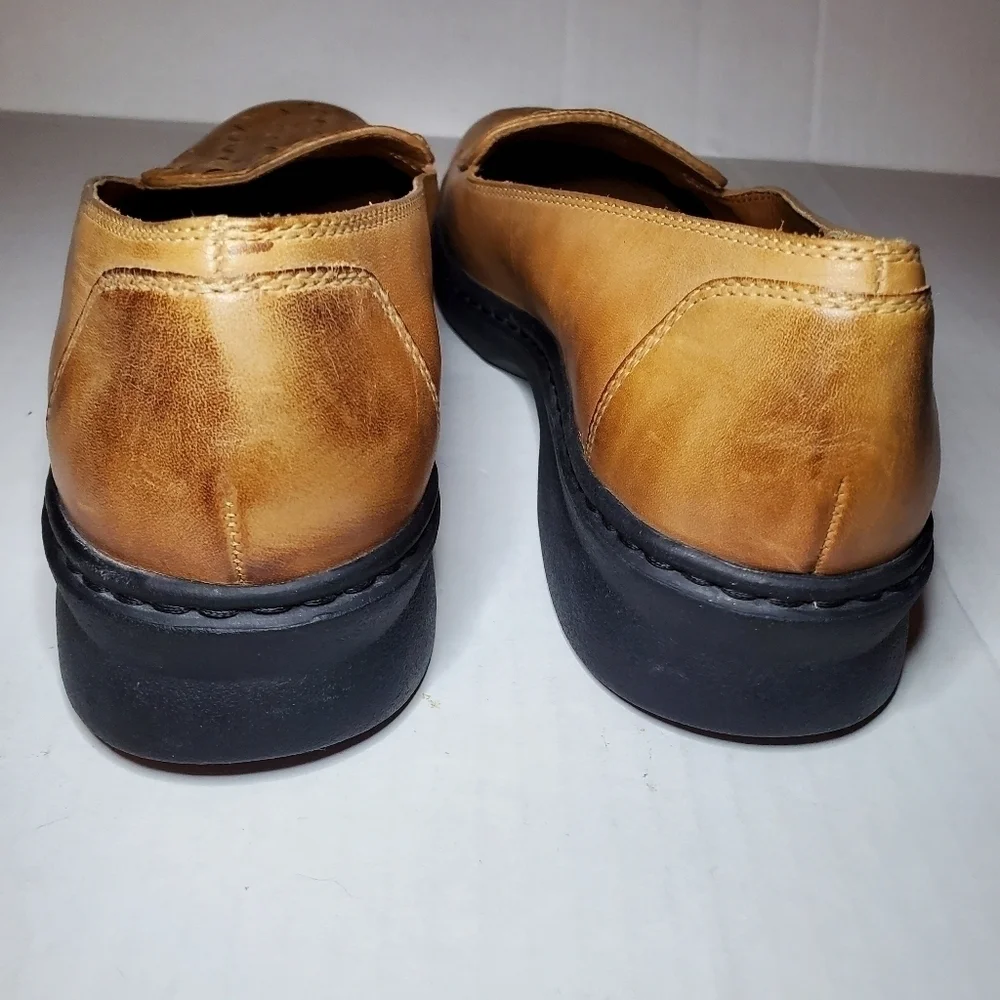 Clarks Springers Brown Tan Woven Intrecciato Leather Loafers US 9.5 M